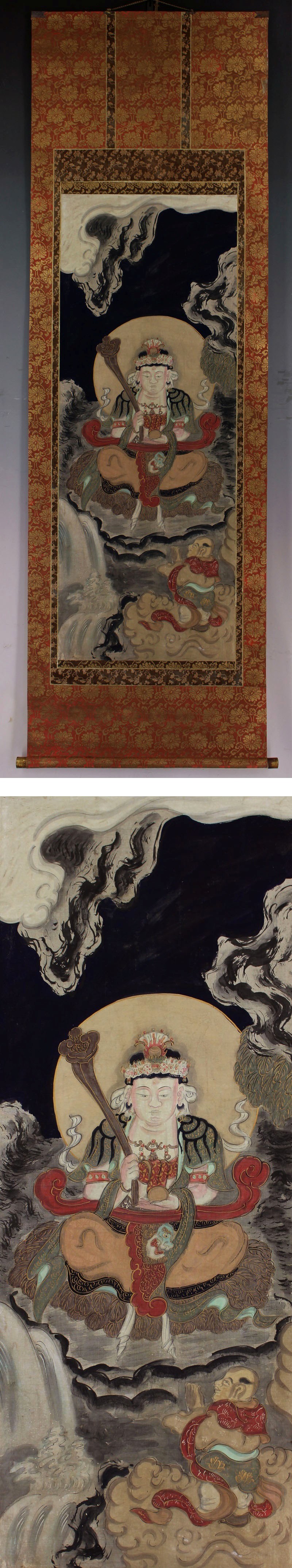 販売買古仏画◆絹本◆合箱◆掛軸　x05018 人物、菩薩