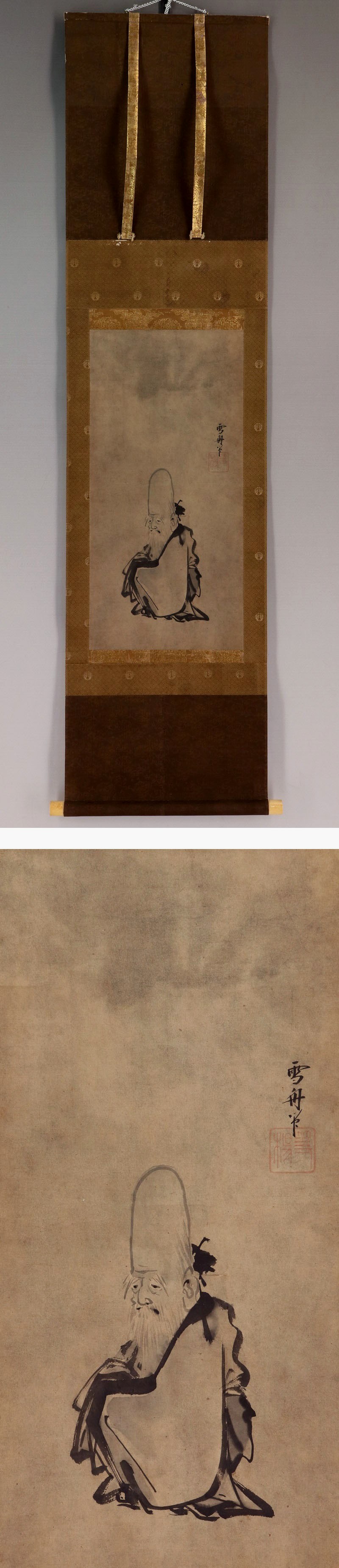 特価安い値下げ中　時代物　極上絹本肉筆観音図 大幅掛軸 211×69cm　　検/村上華岳 人物、菩薩